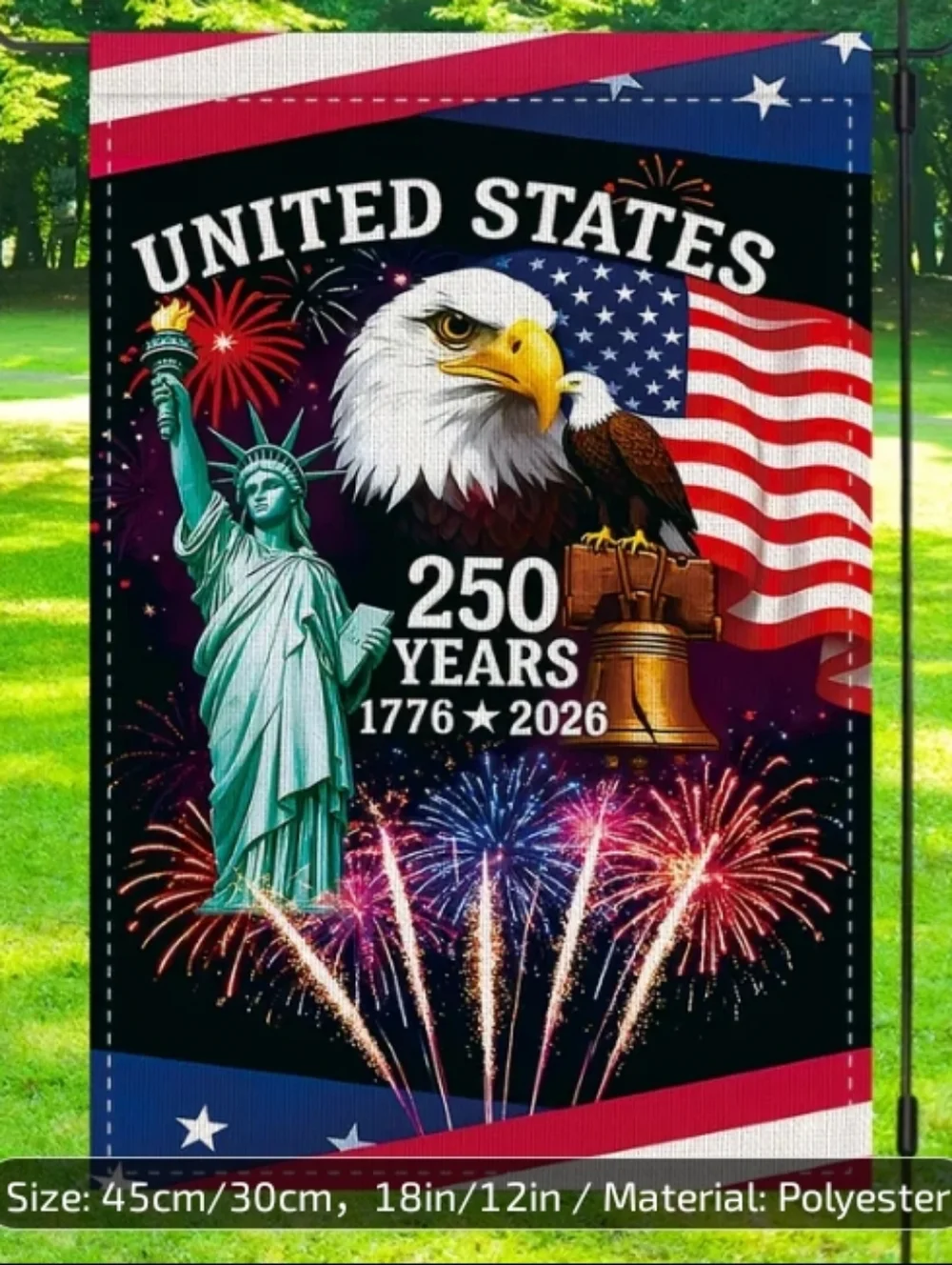 United States 250 Years Patriotic Flag Banner - Red, White, Blue
